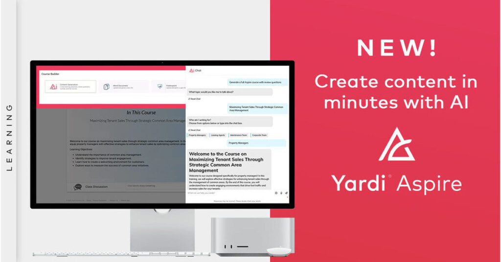 Yardi aspire launches ai tools to transform training course development